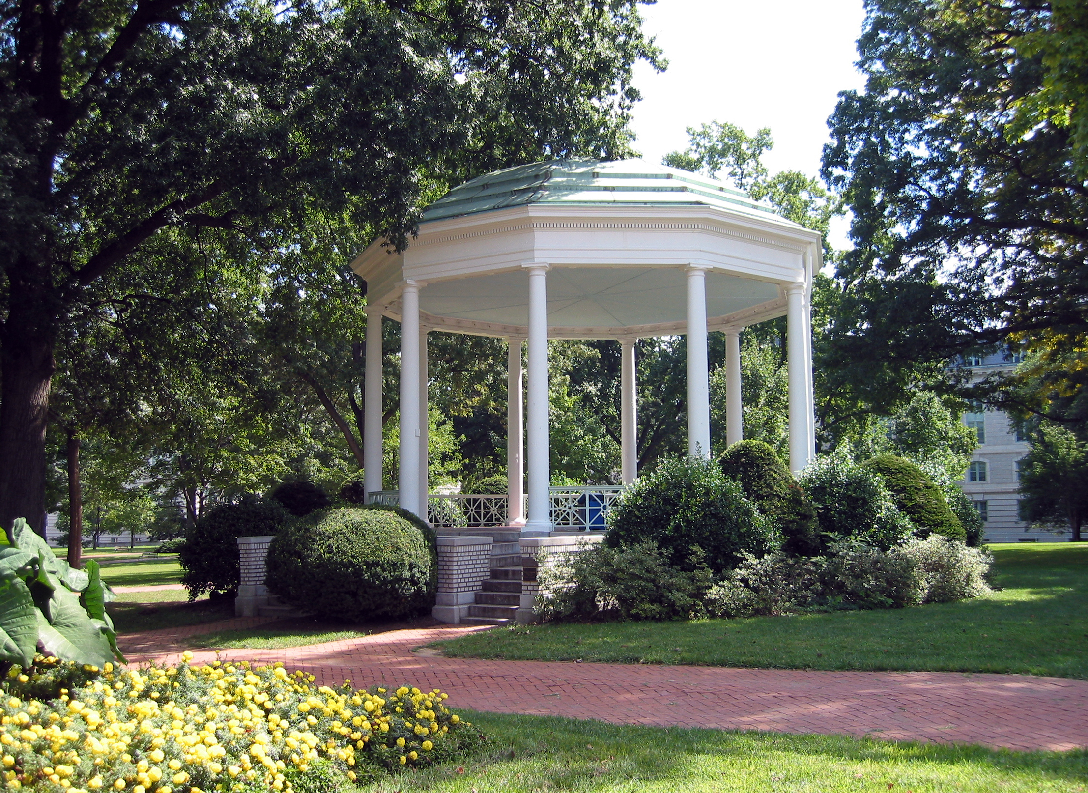 Gazebo with garden surrounding it